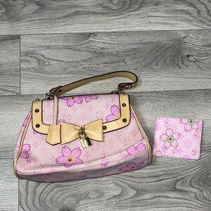 Floral Pink Designer inspired Handbag with Matching Wallet